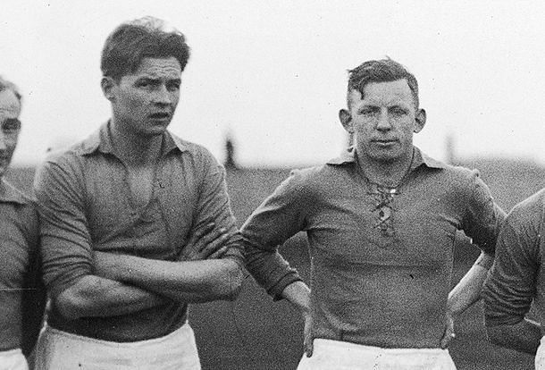 Peterek's (left) achievements came before statistics in football were documented